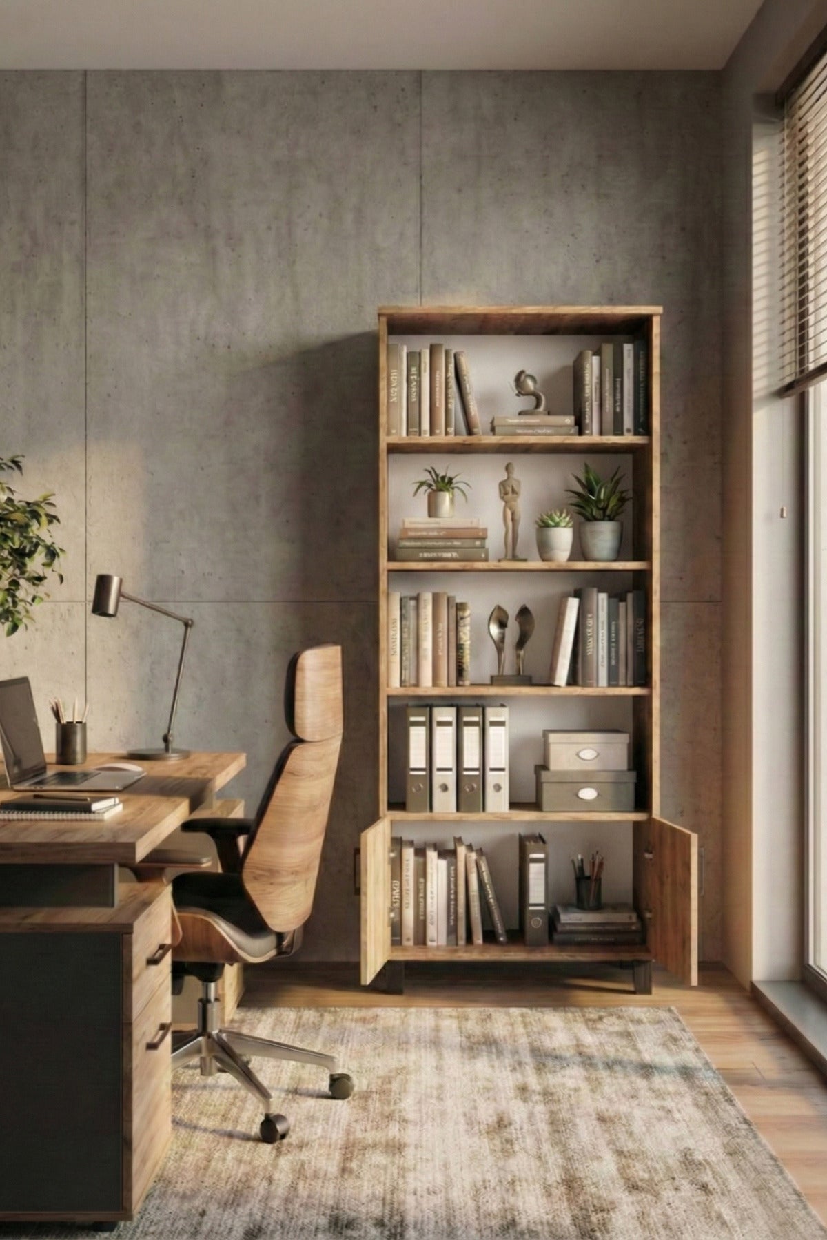 Kitaplık Modern Çok Amaçlı Dolaplı Raflı Ofis Salon Mutfak Düzenleyici Çok Raflı