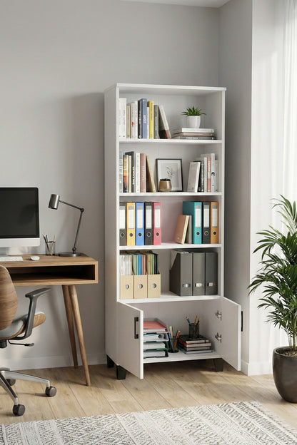 Kitaplık Modern Çok Amaçlı Dolaplı Raflı Ofis Salon Mutfak Düzenleyici Çok Raflı