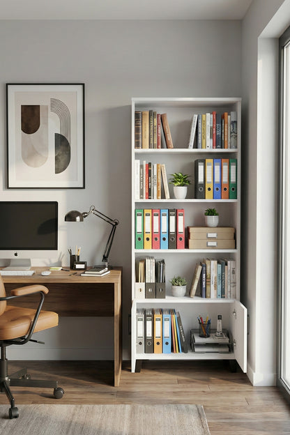 Kitaplık Modern Çok Amaçlı Dolaplı Raflı Ofis Salon Mutfak Düzenleyici Çok Raflı