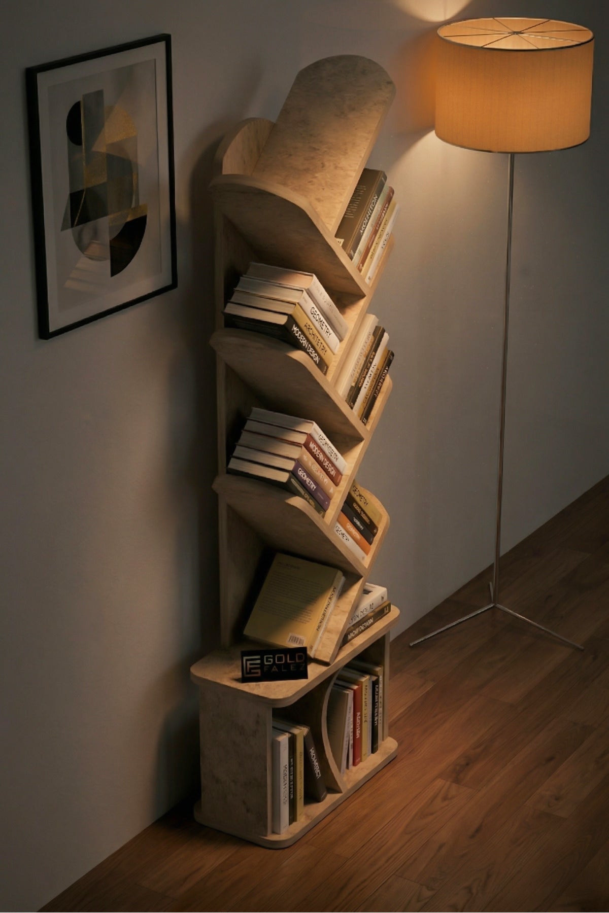 Kitaplık Modern Dekoratif Kitap Rafı Çok Katlı Kitap Standı Ofis Organizer Yaprak