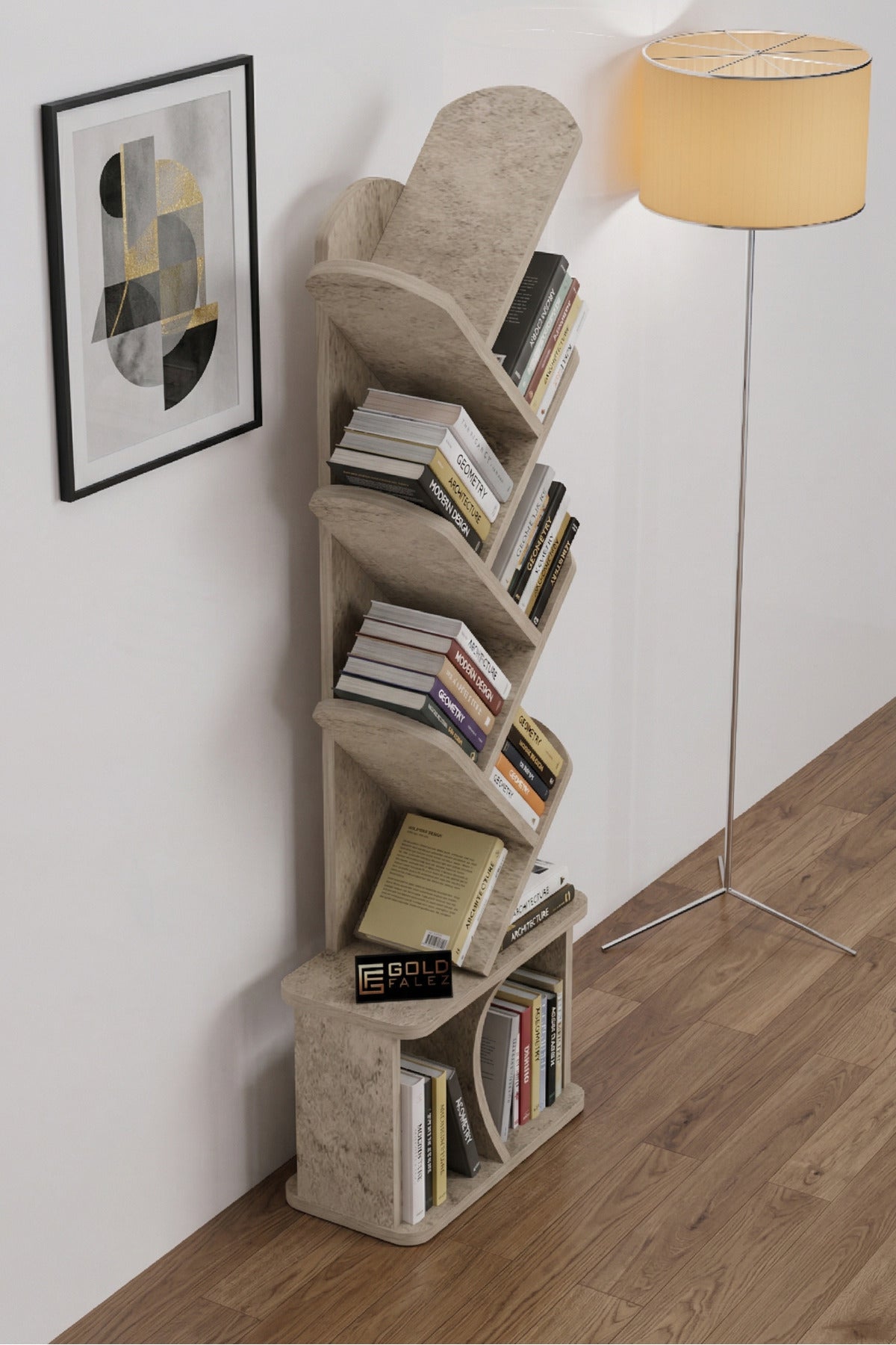 Kitaplık Modern Dekoratif Kitap Rafı Çok Katlı Kitap Standı Ofis Organizer Yaprak