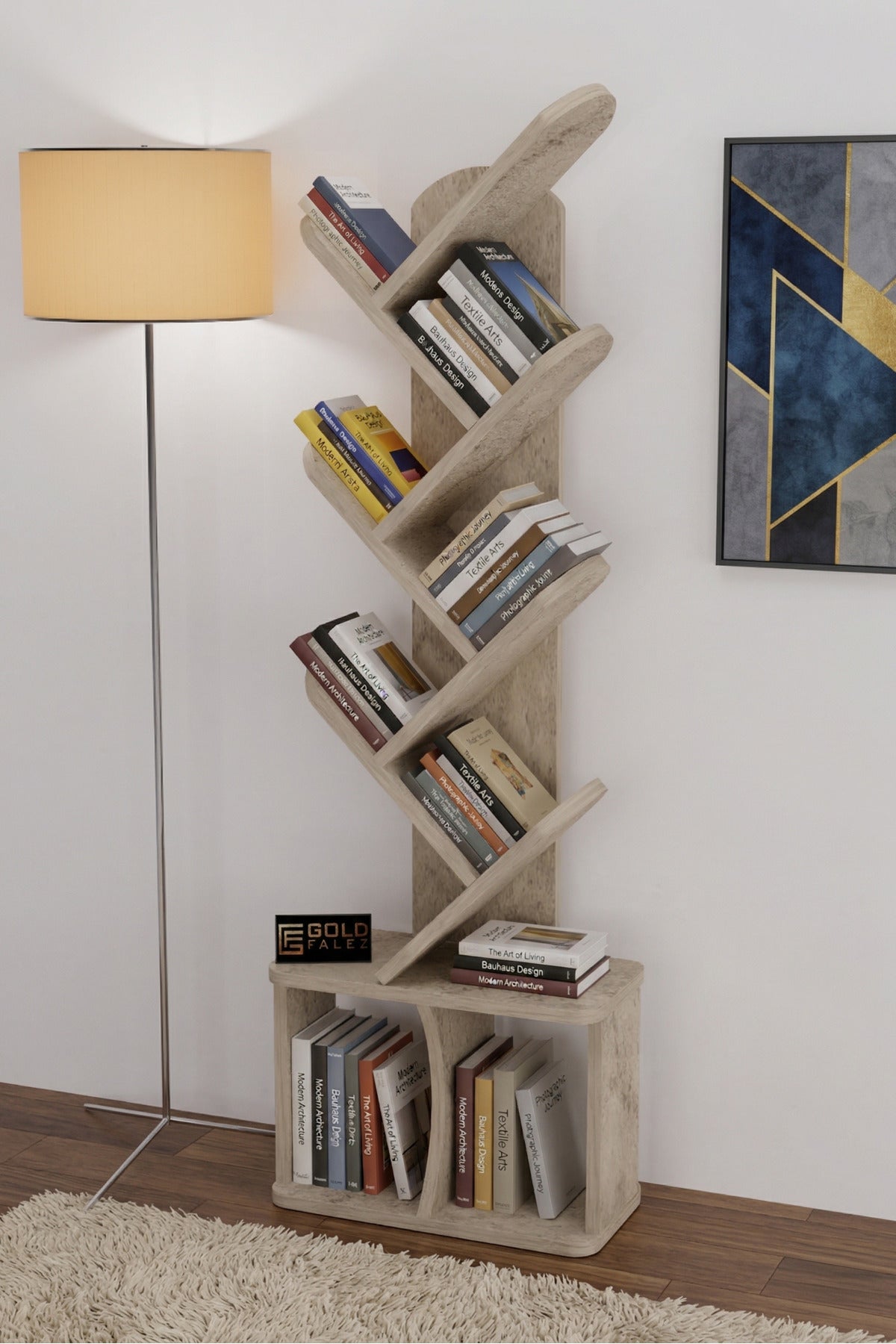 Kitaplık Modern Dekoratif Kitap Rafı Çok Katlı Kitap Standı Ofis Organizer Yaprak