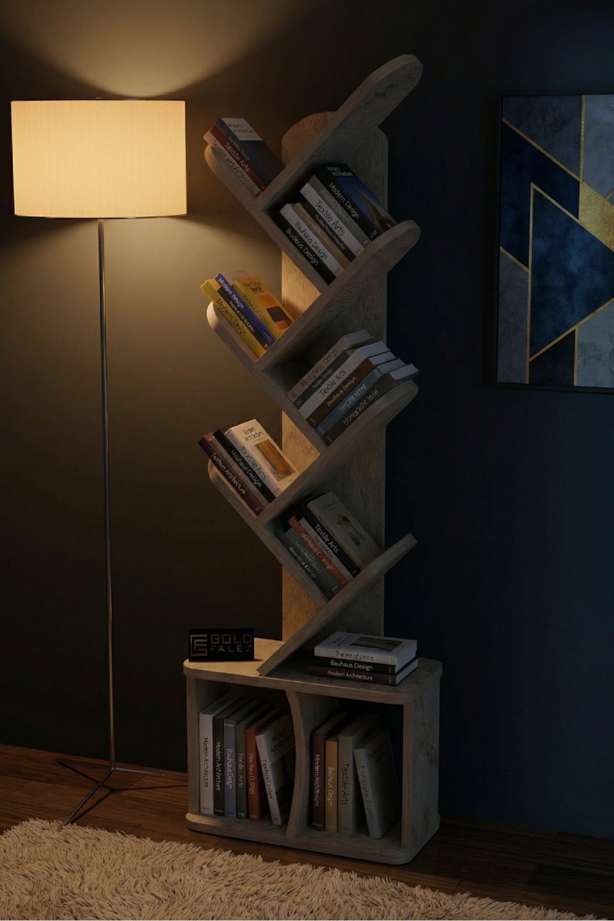 Kitaplık Modern Dekoratif Kitap Rafı Çok Katlı Kitap Standı Ofis Organizer Yaprak