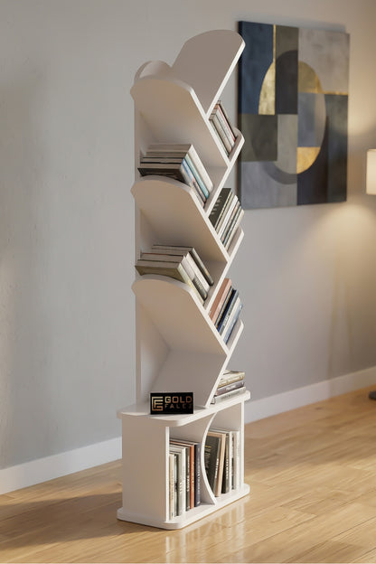 Kitaplık Modern Dekoratif Kitap Rafı Çok Katlı Kitap Standı Ofis Organizer Yaprak