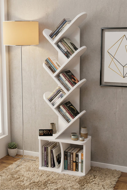 Kitaplık Modern Dekoratif Kitap Rafı Çok Katlı Kitap Standı Ofis Organizer Yaprak