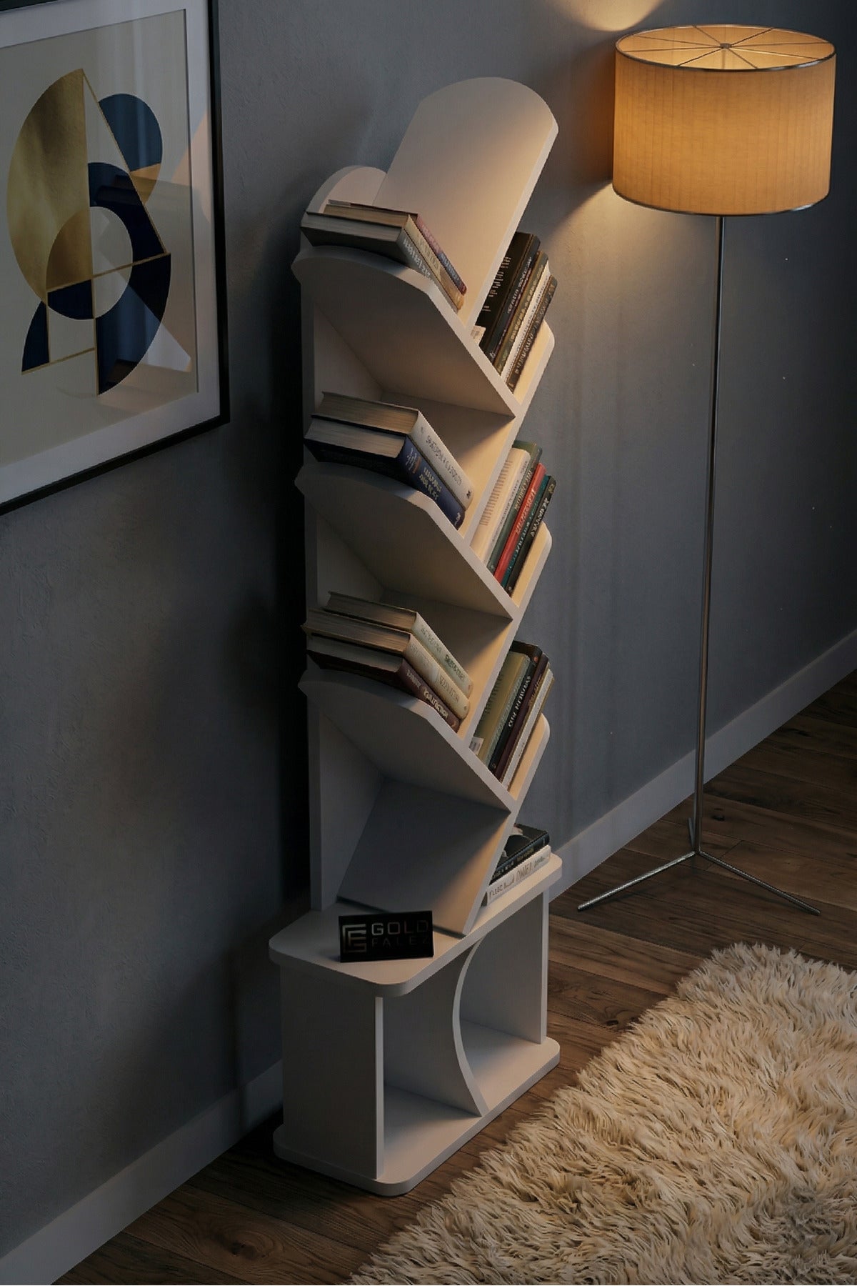 Kitaplık Modern Dekoratif Kitap Rafı Çok Katlı Kitap Standı Ofis Organizer Yaprak