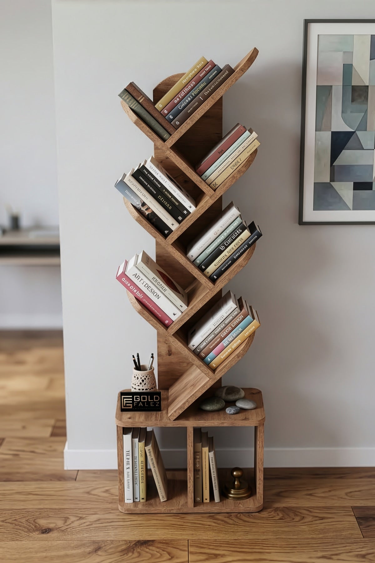 Kitaplık Modern Dekoratif Kitap Rafı Çok Katlı Kitap Standı Ofis Organizer Yaprak