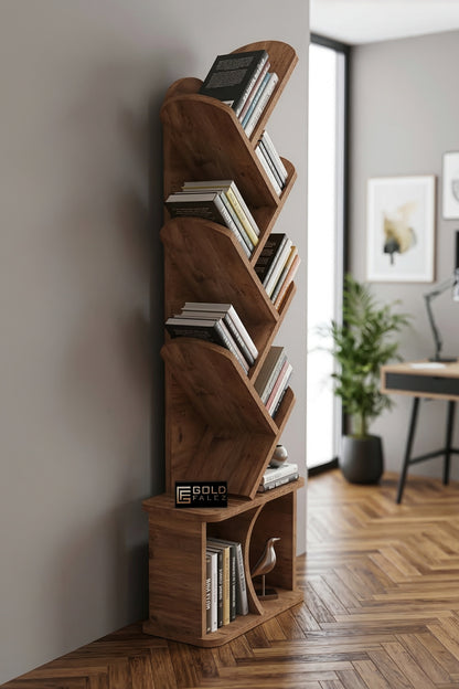 Kitaplık Modern Dekoratif Kitap Rafı Çok Katlı Kitap Standı Ofis Organizer Yaprak