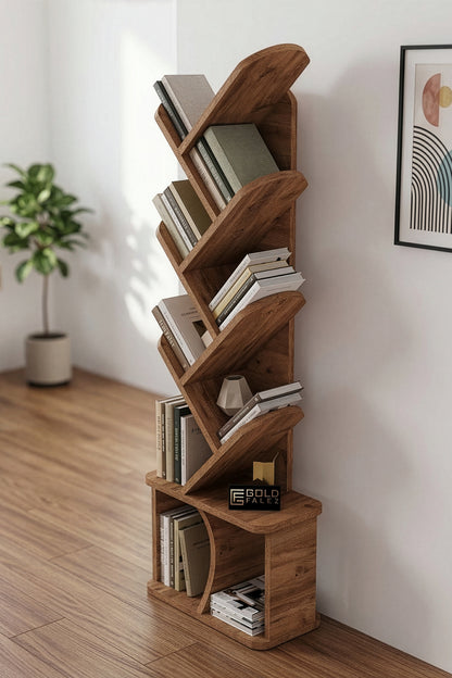 Kitaplık Modern Dekoratif Kitap Rafı Çok Katlı Kitap Standı Ofis Organizer Yaprak