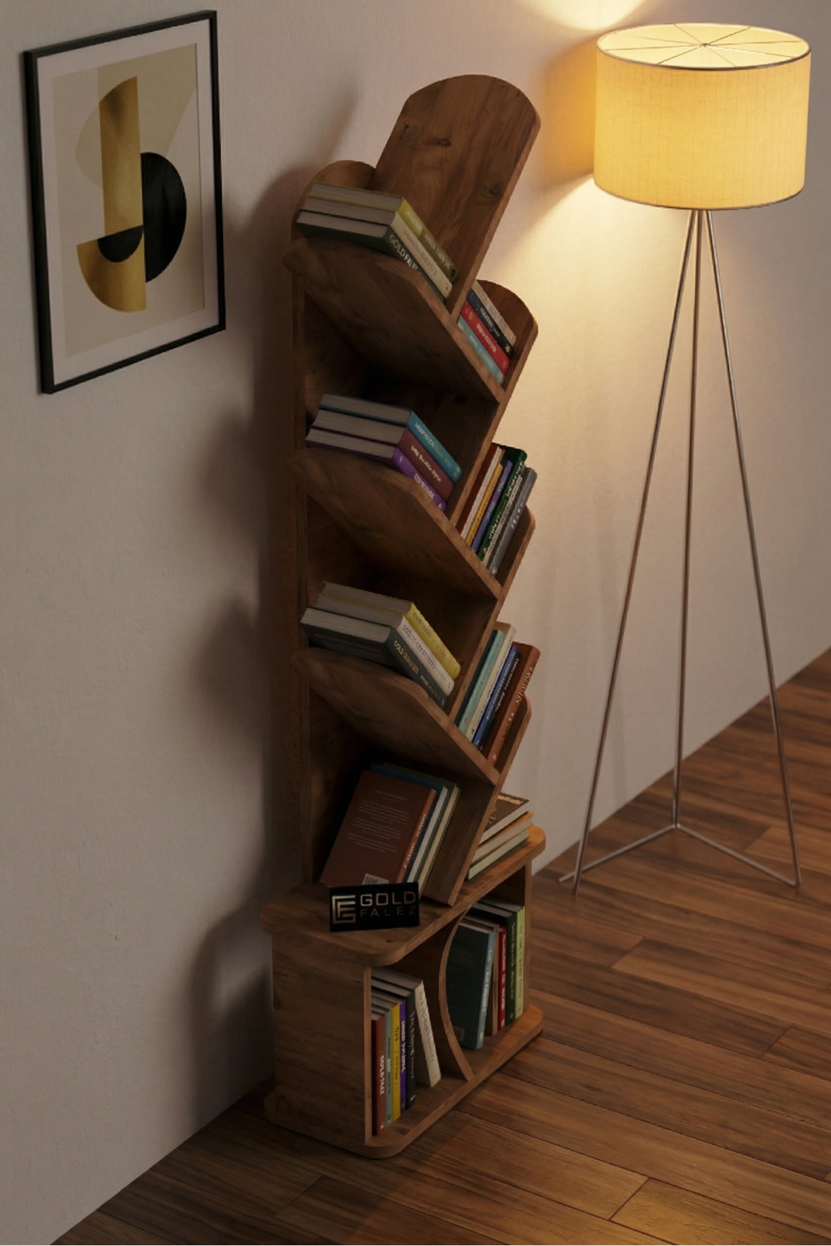 Kitaplık Modern Dekoratif Kitap Rafı Çok Katlı Kitap Standı Ofis Organizer Yaprak