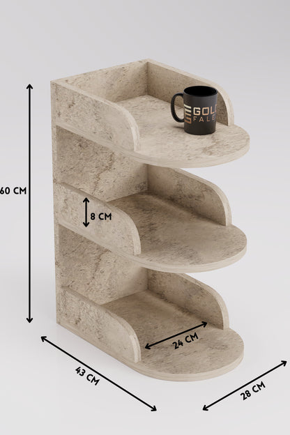 Komodin Modern Ahşap 3 Katlı Raflı Yan Sehpa Çok Amaçlı Organizer Kitaplık