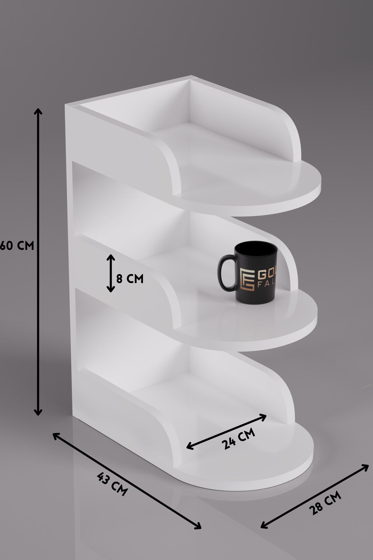 Komodin Modern Ahşap 3 Katlı Raflı Yan Sehpa Çok Amaçlı Organizer Kitaplık