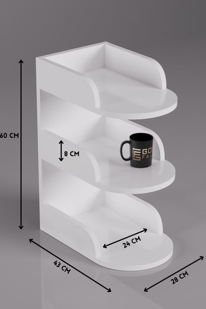 Komodin Modern Ahşap 3 Katlı Raflı Yan Sehpa Çok Amaçlı Organizer Kitaplık