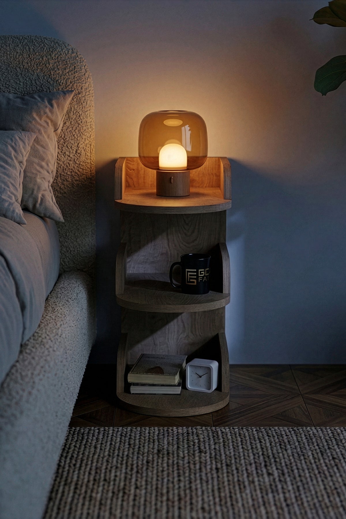 Komodin Modern Ahşap 3 Katlı Raflı Yan Sehpa Çok Amaçlı Organizer Kitaplık