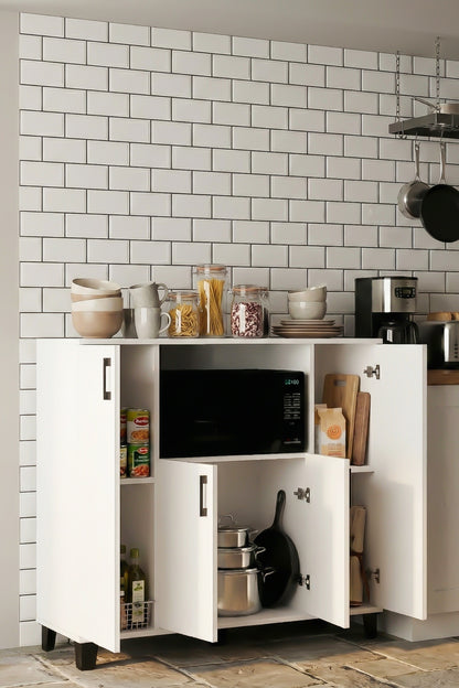 Mutfak Dolap Çok Amaçlı Mikrodalga Fırın Dolabı Raflı Kapaklı Kiler Depolama Dolabı
