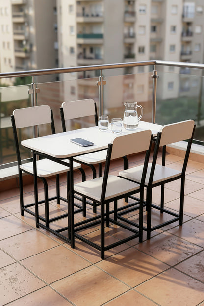 Mutfak Masa Takımı 4 Sandalyeli Yemek Masası Set Cafe Balkon Bahçe Masa Sandalye Minör