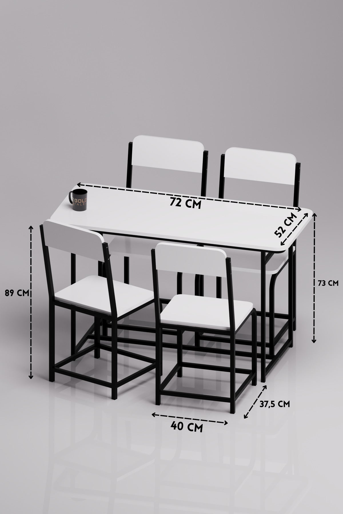 Mutfak Masa Takımı 4 Sandalyeli Yemek Masası Set Cafe Balkon Bahçe Masa Sandalye Minör