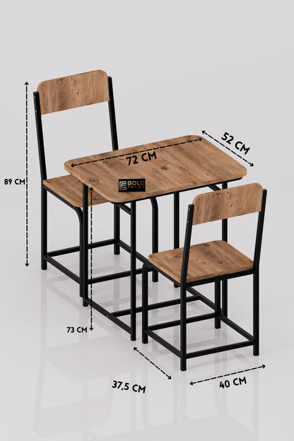 Mutfak Masa Takımı Sandalyeli 2 Kişilik Modern Balkon Cafe Bahçe Yemek Masası Minör