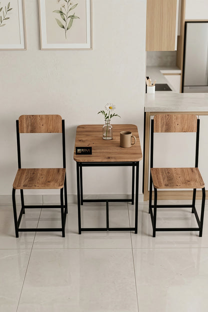 Mutfak Masa Takımı Sandalyeli 2 Kişilik Modern Balkon Cafe Bahçe Yemek Masası Minör