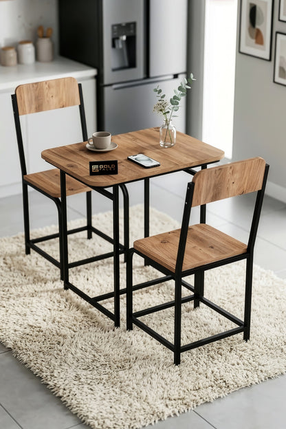 Mutfak Masa Takımı Sandalyeli 2 Kişilik Modern Balkon Cafe Bahçe Yemek Masası Minör