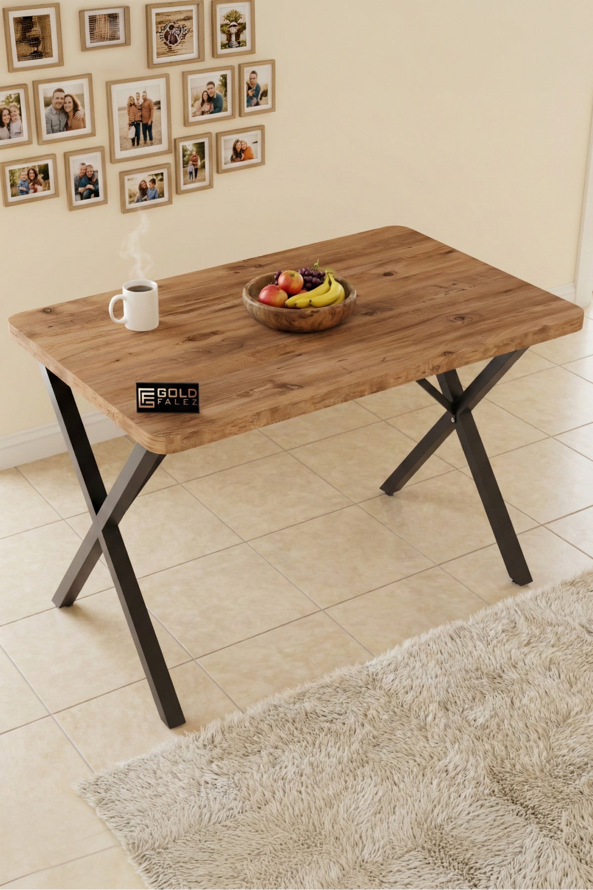 Mutfak Masası 110x70 cm Modern Ahşap Görünümlü Yemek Masası Ofis Bahçe Balkon Cafe Masa