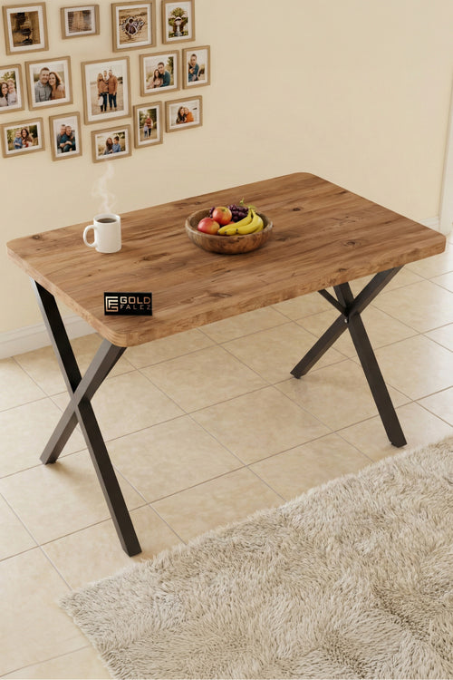 Mutfak Masası 110x70 cm Modern Ahşap Görünümlü Yemek Masası Ofis Bahçe Balkon Cafe Masa