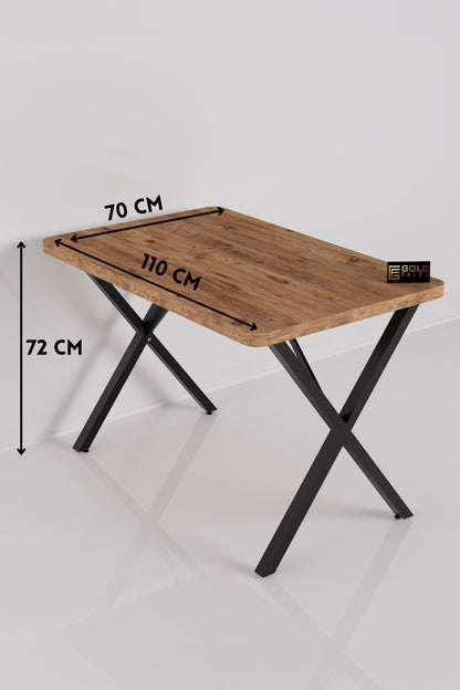 Mutfak Masası 110x70 cm Modern Ahşap Görünümlü Yemek Masası Ofis Bahçe Balkon Cafe Masa