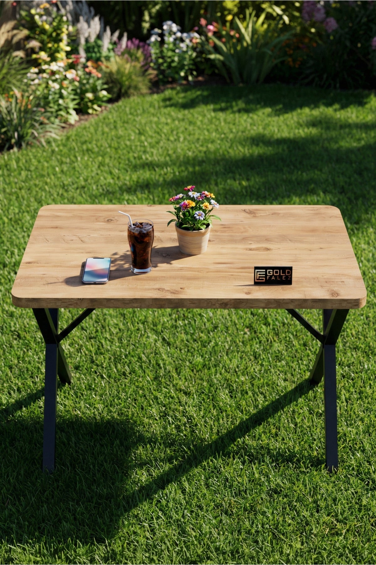 Mutfak Masası 110x70 cm Modern Ahşap Görünümlü Yemek Masası Ofis Bahçe Balkon Cafe Masa