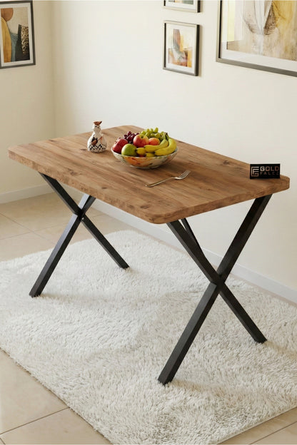 Mutfak Masası 110x70 cm Modern Ahşap Görünümlü Yemek Masası Ofis Bahçe Balkon Cafe Masa