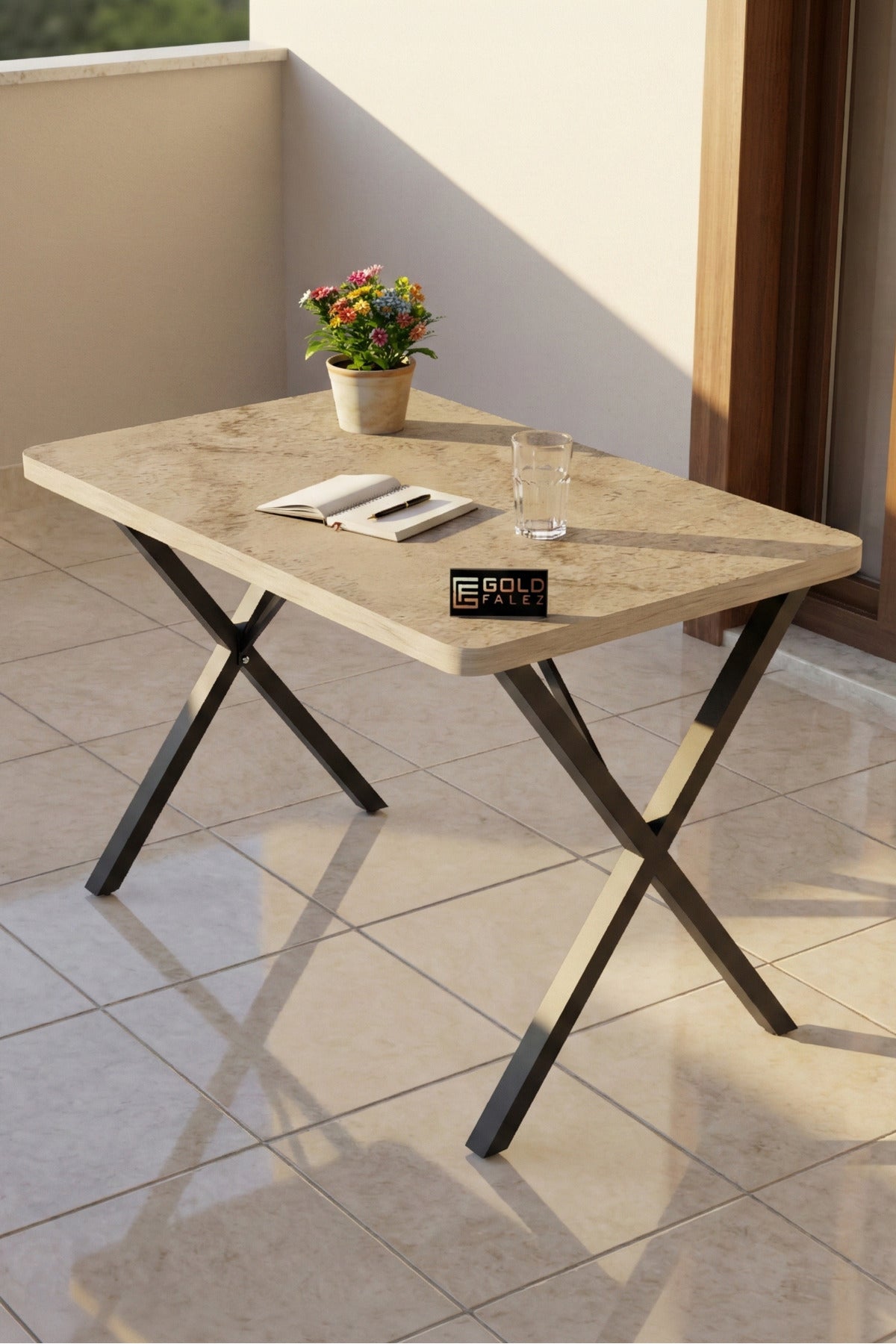 Mutfak Masası 110x70 cm Modern Ahşap Görünümlü Yemek Masası Ofis Bahçe Balkon Cafe Masa