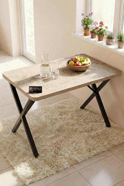 Mutfak Masası 110x70 cm Modern Ahşap Görünümlü Yemek Masası Ofis Bahçe Balkon Cafe Masa
