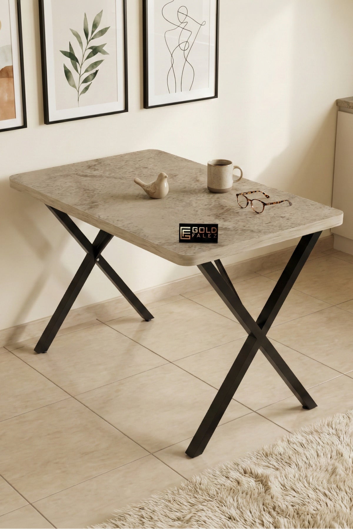 Mutfak Masası 110x70 cm Modern Ahşap Görünümlü Yemek Masası Ofis Bahçe Balkon Cafe Masa