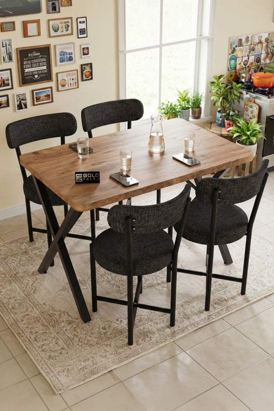 Mutfak Masası 4 Sandalyeli Set 110x70 cm Modern Bahçe Cafe Atlantik Masa Takımı 4 Kişilik Teddy