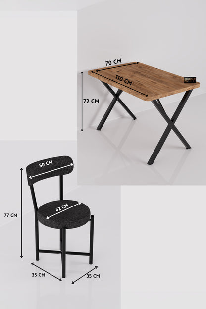 Mutfak Masası 4 Sandalyeli Set 110x70 cm Modern Bahçe Cafe Atlantik Masa Takımı 4 Kişilik Teddy