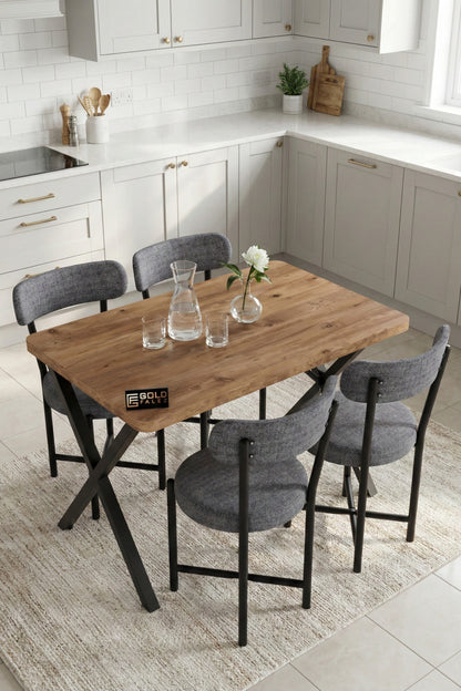 Mutfak Masası 4 Sandalyeli Set 110x70 cm Modern Bahçe Cafe Atlantik Masa Takımı 4 Kişilik Teddy