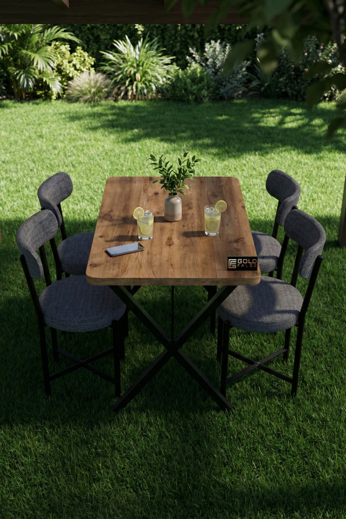 Mutfak Masası 4 Sandalyeli Set 110x70 cm Modern Bahçe Cafe Atlantik Masa Takımı 4 Kişilik Teddy