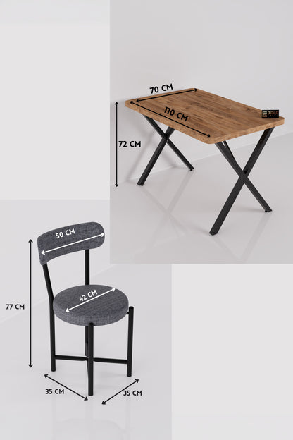 Mutfak Masası 4 Sandalyeli Set 110x70 cm Modern Bahçe Cafe Atlantik Masa Takımı 4 Kişilik Teddy