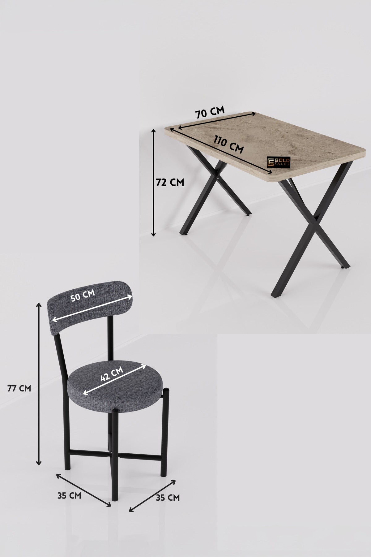 Mutfak Masası 4 Sandalyeli Set 110x70 cm Modern Bahçe Cafe Traverten Masa Takımı 4 Kişilik Teddy