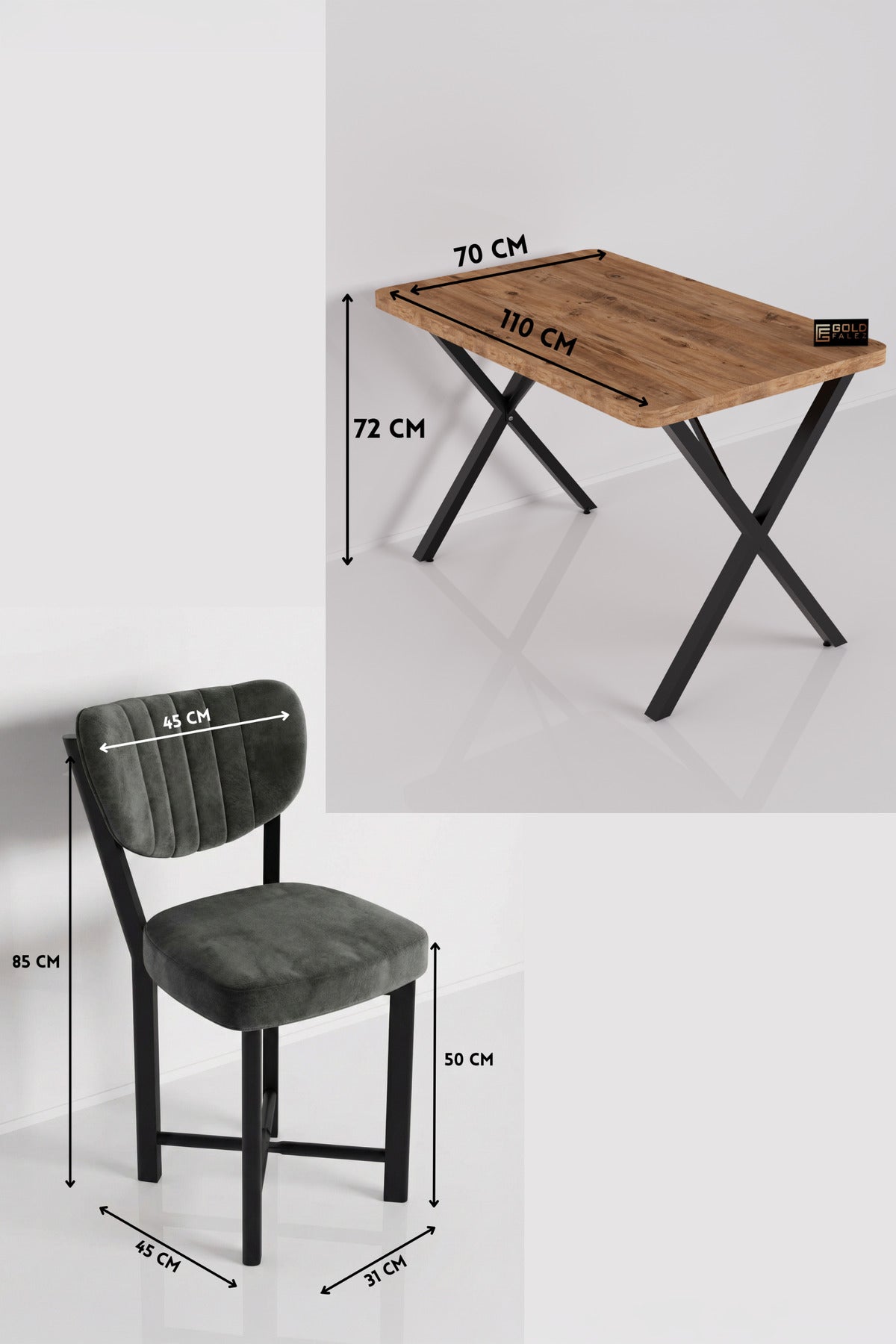 Mutfak Masası 4 Sandalyeli Set 110x70 cm Modern Atlantik Masa Takımı Cafe Balkon Ofis Masa Elma