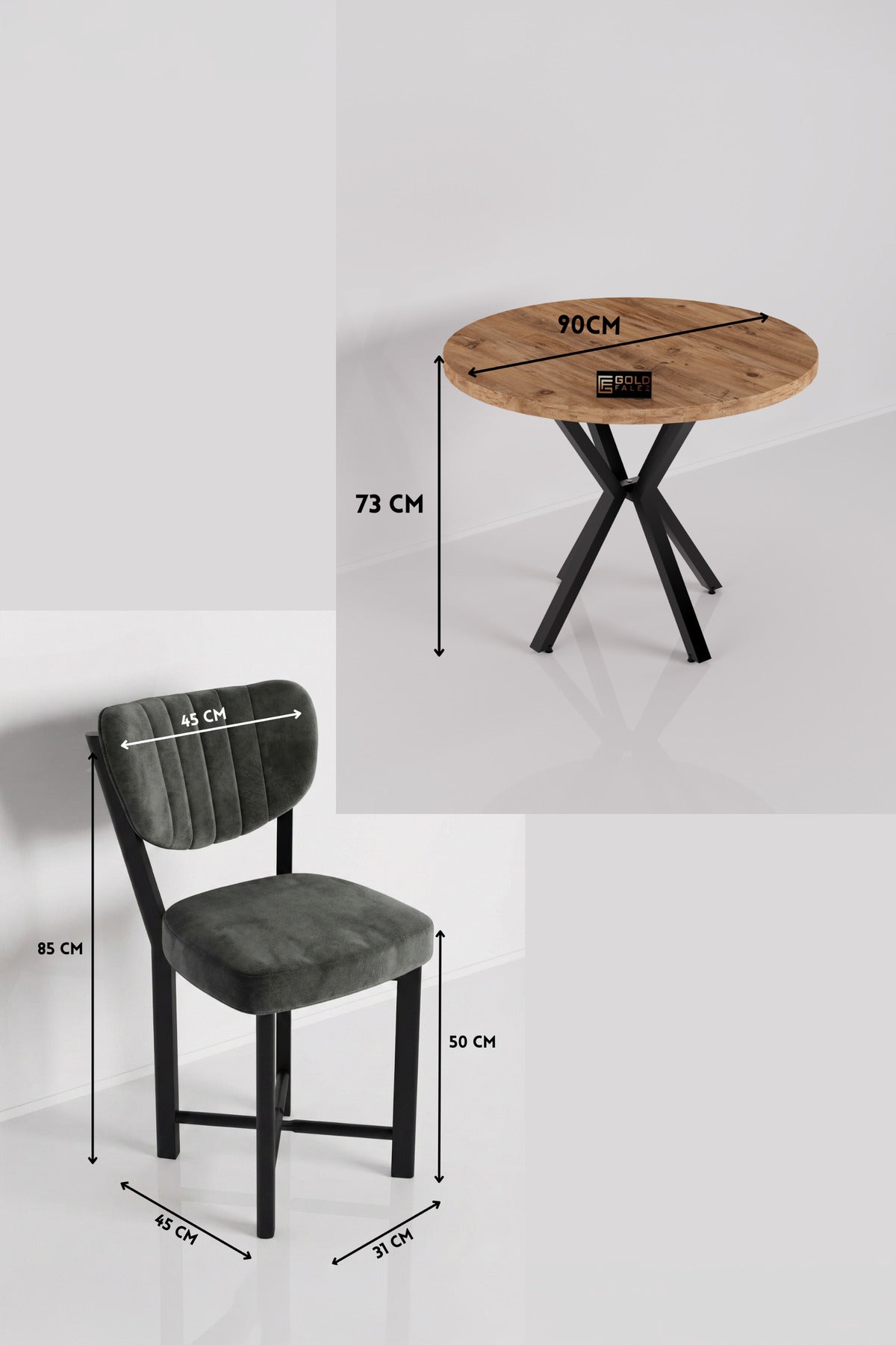 Mutfak Masası 4 Sandalyeli Set 90 Çap Atlantik Yuvarlak Cafe Balkon Ofis Masa Yemek Takımı Elma