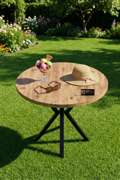 Mutfak Masası 4 Sandalyeli Set 90 Çap Atlantik Yuvarlak Cafe Balkon Ofis Masa Yemek Takımı Teddy