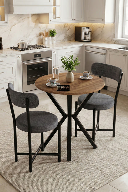 Mutfak Masası 70 Çap Yuvarlak 2 Sandalyeli Atlantik Masa Takımı Modern Set Bahçe Balkon Cafe Teddy