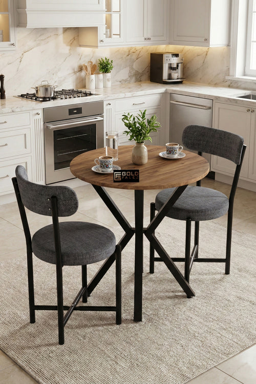 Mutfak Masası 70 Çap Yuvarlak 2 Sandalyeli Atlantik Masa Takımı Modern Set Bahçe Balkon Cafe Teddy