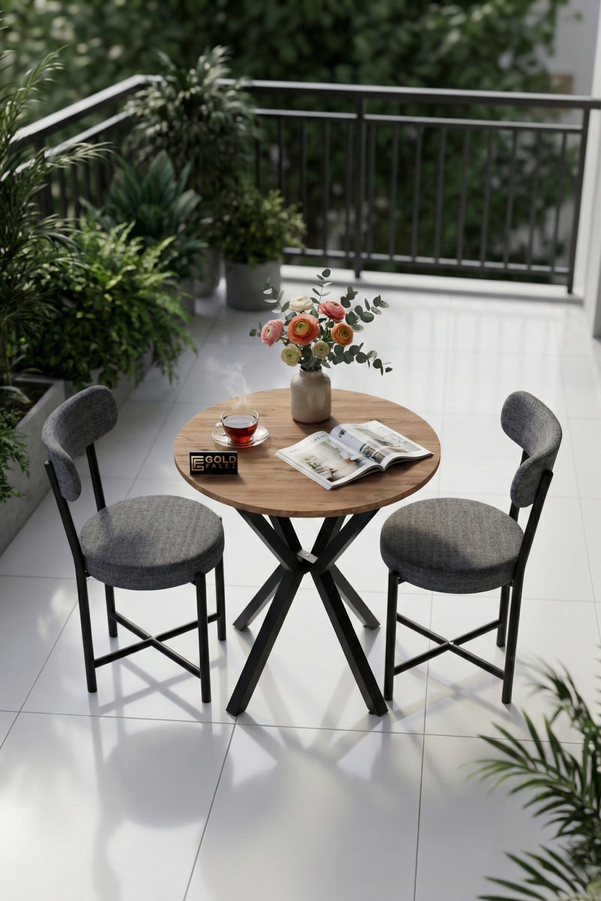 Mutfak Masası 70 Çap Yuvarlak 2 Sandalyeli Atlantik Masa Takımı Modern Set Bahçe Balkon Cafe Teddy