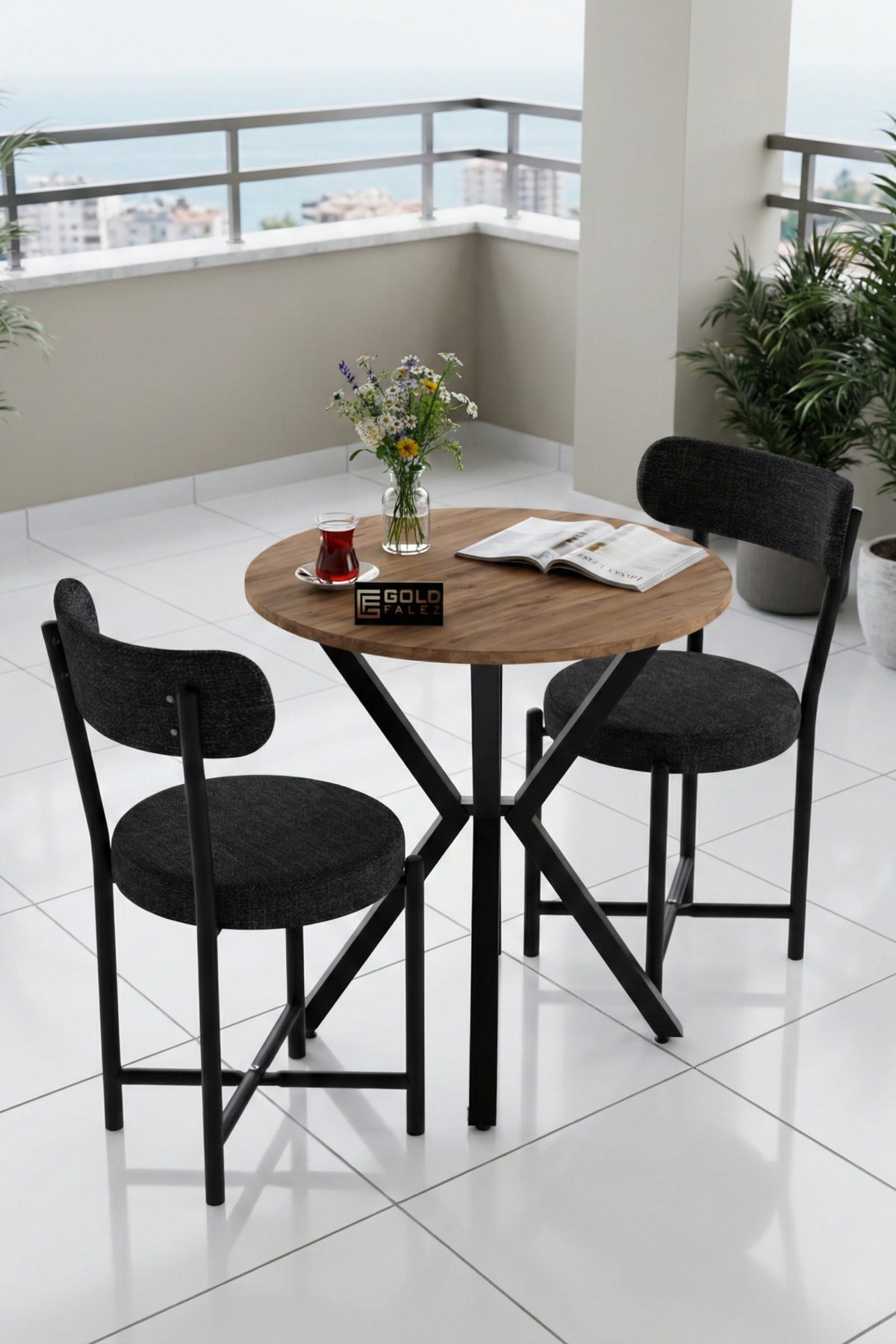 Mutfak Masası 70 Çap Yuvarlak 2 Sandalyeli Atlantik Masa Takımı Modern Set Bahçe Balkon Cafe Teddy