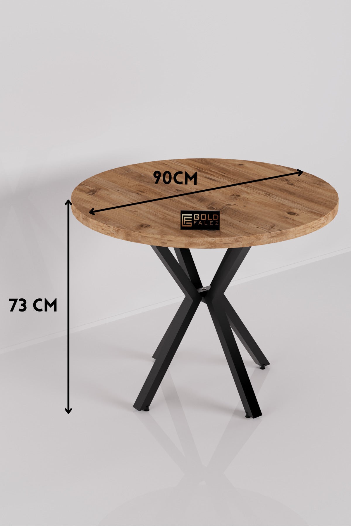 Mutfak Masası 90 cm Yuvarlak Masa Modern Metal Ayaklı Cafe Balkon Ofis Yemek Masası