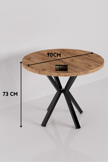 Mutfak Masası 90 cm Yuvarlak Masa Modern Metal Ayaklı Cafe Balkon Ofis Yemek Masası