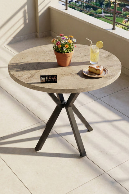 Mutfak Masası 90 cm Yuvarlak Masa Modern Metal Ayaklı Cafe Balkon Ofis Yemek Masası