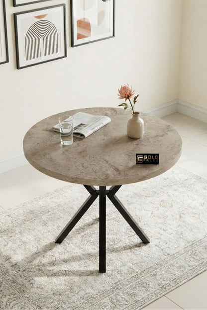 Mutfak Masası 90 cm Yuvarlak Masa Modern Metal Ayaklı Cafe Balkon Ofis Yemek Masası