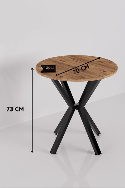 Mutfak Masası Yuvarlak 70 Çap Metal Ayak Yemek Masası Modern Balkon Bahçe Cafe Masa